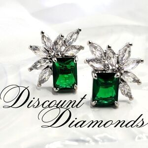Radiant Cut Green & Clear White Topaz Stud  Earrings  on 925 Silver